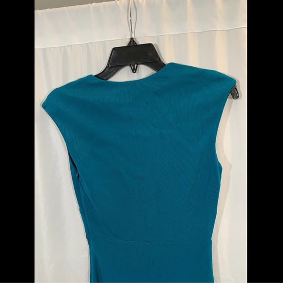 NWT $360 ABS by Allen Schwartz Split‎ Deep V-Neck Gown in Peacock [SZ XS ] - Picture 7 of 8